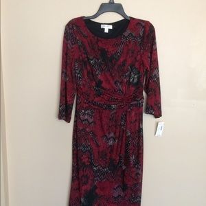 Chaps red and black printed dress